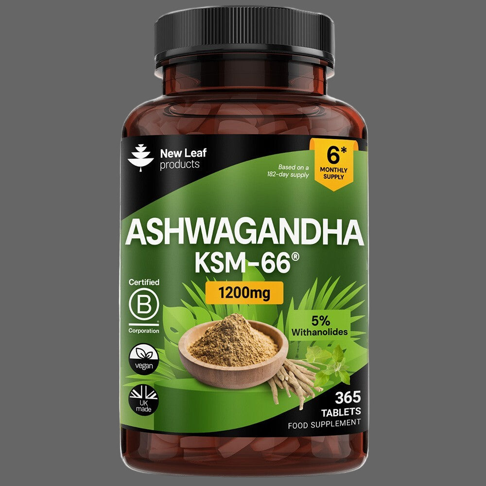 Ashwagandha KSM-66 1200Mg - 365 Vegan Root Extract High Strength Tablets