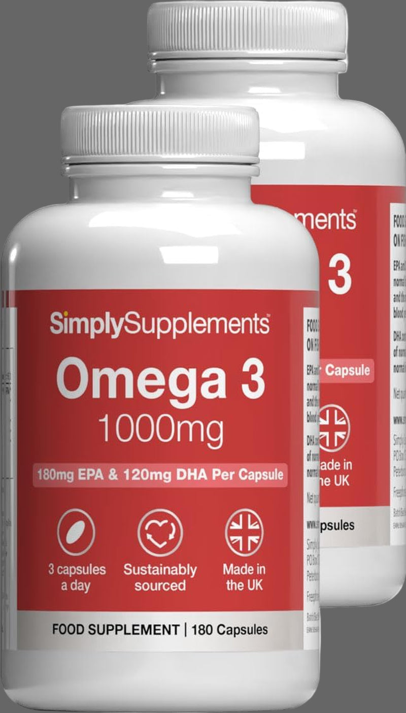 Pure Omega 3 1000Mg Capsules | Supports Heart, Brain & Eye Health | Rich in Omega 3 Fatty Acids | 540Mg of EPA and 360Mg of DHA per Serving | 360 Capsules = 4 Months’ Supply | Made in the UK