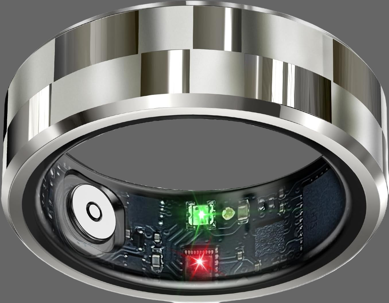 Smart Ring Health Tracker, Sleep Tracker Ring with Heart Rate, Waterproof Fitness Ring for Activity Monitoring/Steps/Distance/Calories,Air Gestures,Up to 7Day Battery,For Ios Android(Stylish Silver#8)