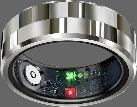 Smart Ring Health Tracker, Sleep Tracker Ring with Heart Rate, Waterproof Fitness Ring for Activity Monitoring/Steps/Distance/Calories,Air Gestures,Up to 7Day Battery,For Ios Android(Stylish Silver#8)