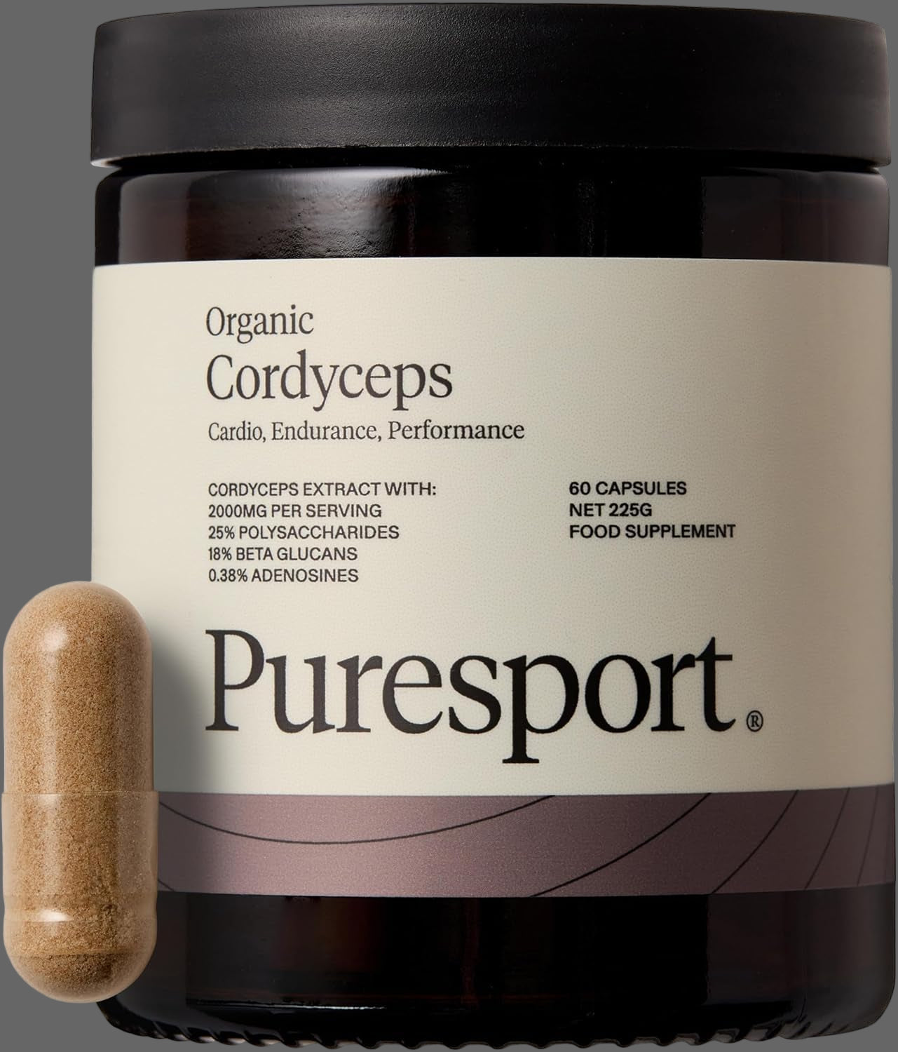 Cordyceps Supplement (60 Capsules) | Cardiovascular Cordyceps Mushrooms Supplement with 25% Polysaccharides | Endurance, Performance and Recovery | Informed Sport Certified